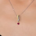 thumbnail image 3 of Gem Stone King 925 Silver and 10K Yellow Gold Red Created Ruby and White Lab Grown Diamond Pendant Necklace for Women | 0.33 Cttw | Gemstone July Birthstone | Heart Shape 4MM | With 18 inch Chain, 3 of 6