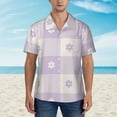thumbnail image 2 of Disketp Hawaiian Shirts For Men,Floral Purple Buffalo Plaid Print Mens Casual Short Sleeve Button Down Shirts Beach Shirt, 2 of 7