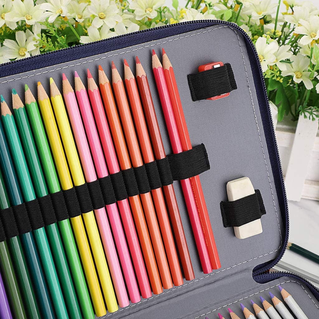 Colored Pencil Case-200-slot Pen Holder Pencil Case Large Capacity Pencil Storage Box with Handle with Convenient Colored Pencil Case