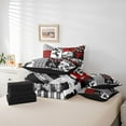 thumbnail image 6 of Castle Fairy Sport Motorcycle Motocross Twin Bedding Sets 7-Piece for Teens,Black Red Grey Plaid Grid Bedding Comforter Set Microfiber,Vintage Speed Dirt Bike Breathable Sheet Sets, 6 of 8