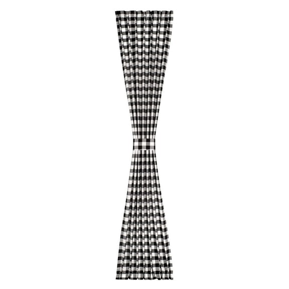 PowerSellerUSA French Door Curtain, Elegant Buffalo Plaid Curtains for Front Door, Classic Farmhouse Country Decor Plaid Gingham Checkered Design Door Curtains, 54" W x 72" L Single Panel, Black