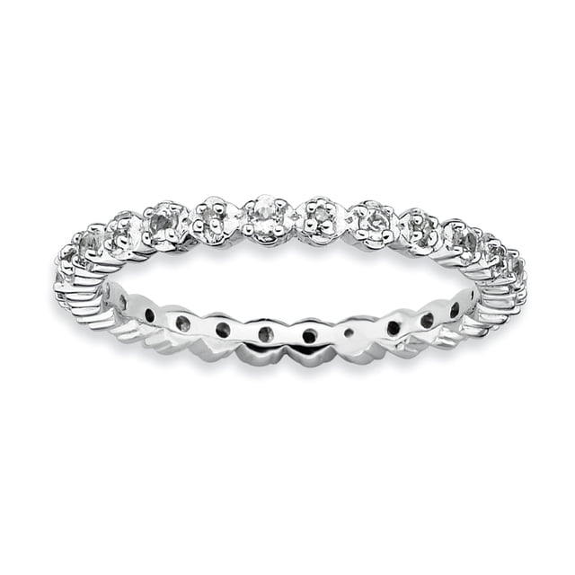 925 Sterling Silver White Topaz Diamond Stackable Ring Birthstone April Gemstone