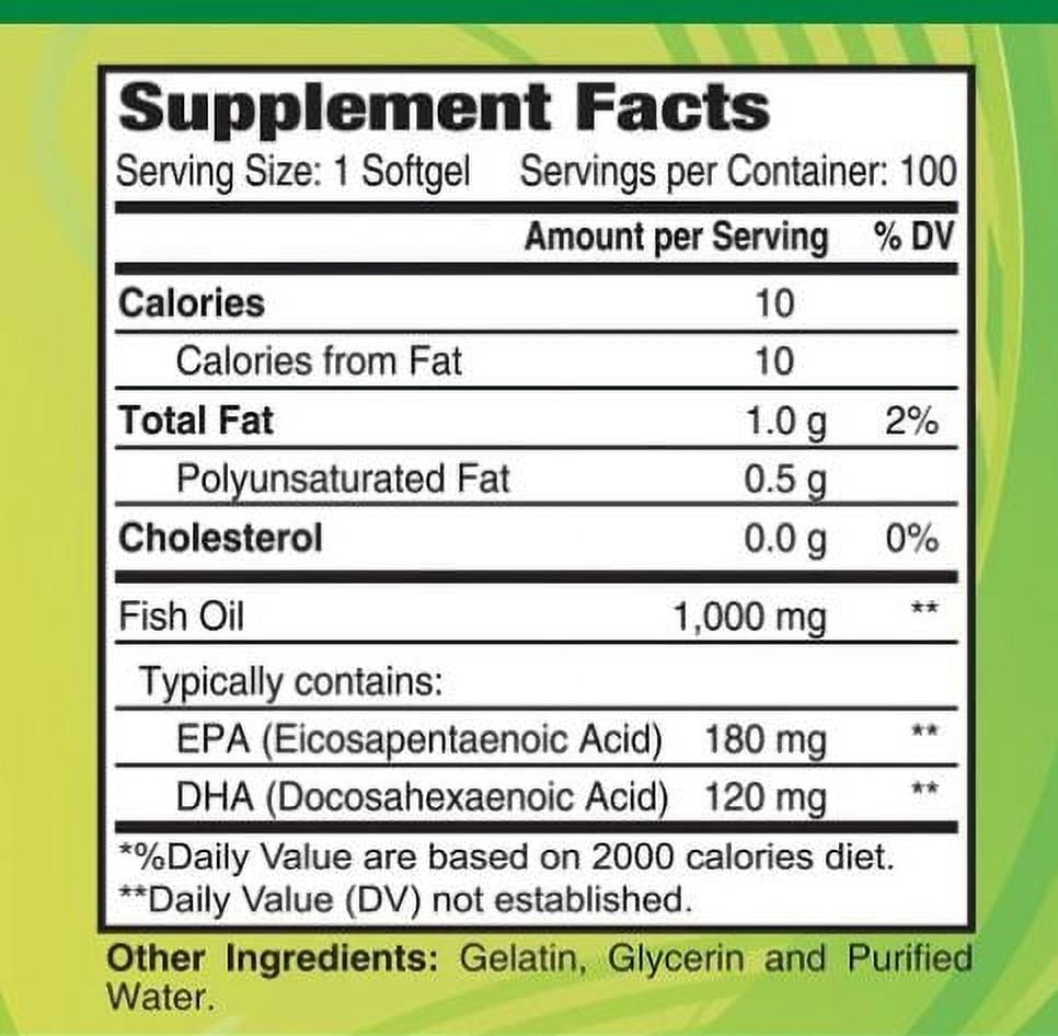 Alfa Natural Omega-3 Fish Oil Softgels, 1000 Mg, 100 Ct