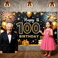 thumbnail image 6 of Gold Black Theme 100th Birthday Banner Luxury Style Centennial Display Golden Balloons Gift Box Decor  Backdrop for 100th Birthday Party Centennial Celebration Photo Shoot Backdrop, 6 of 8
