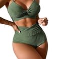 thumbnail image 5 of Joernso 2Pcs/Set Summer Bikini Set Sling Knotted Bra High Waist Swimming Trunks Solid Color Quick-Drying Swimwear Beachwear, 5 of 8