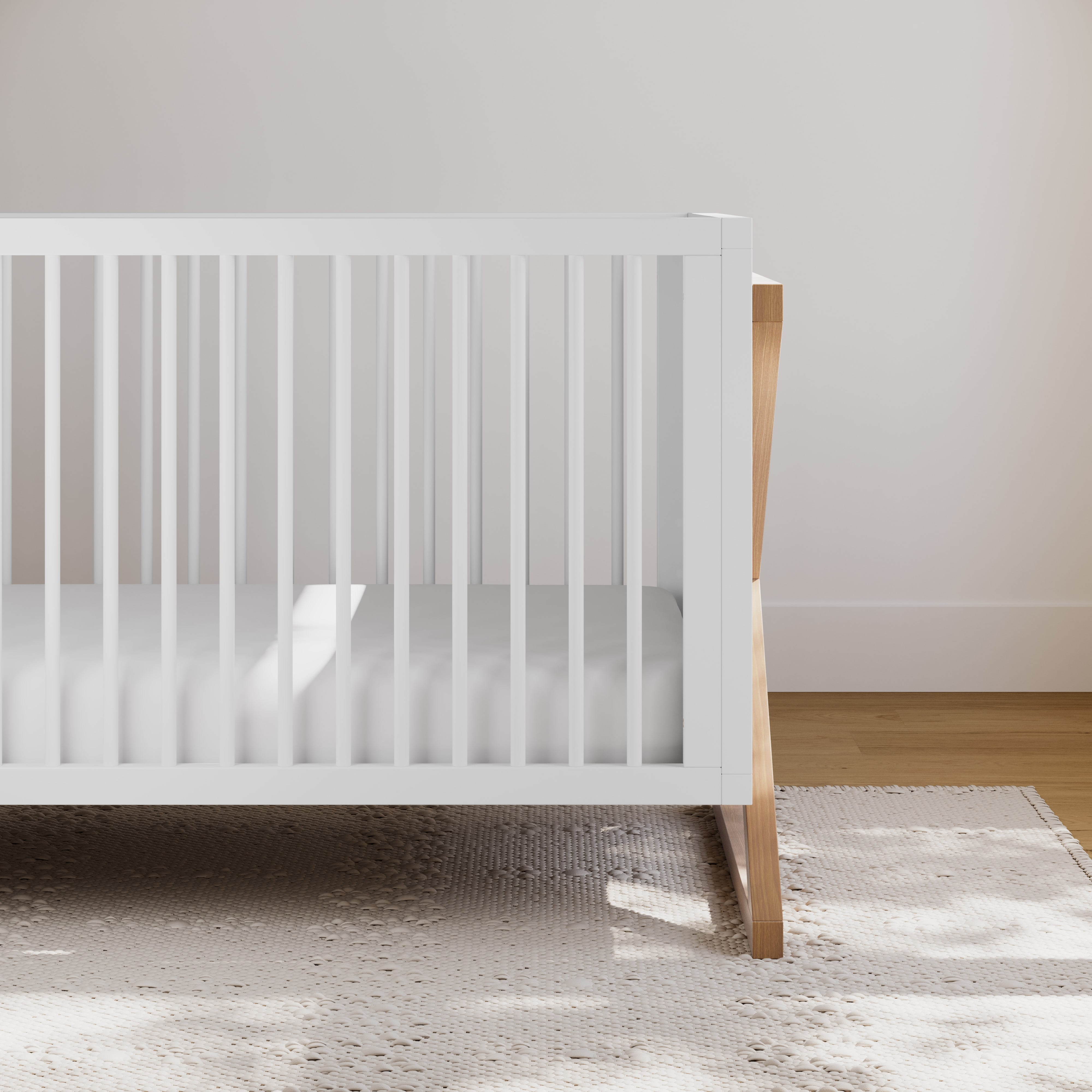 Storkcraft Equinox 3-in-1 Convertible Baby Crib, White with Vintage Driftwood