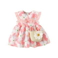 thumbnail image 2 of Wavsuf Flower Girls Dress Printed Cute Pink Dress Bag Set Size 3-4 Years, 2 of 9
