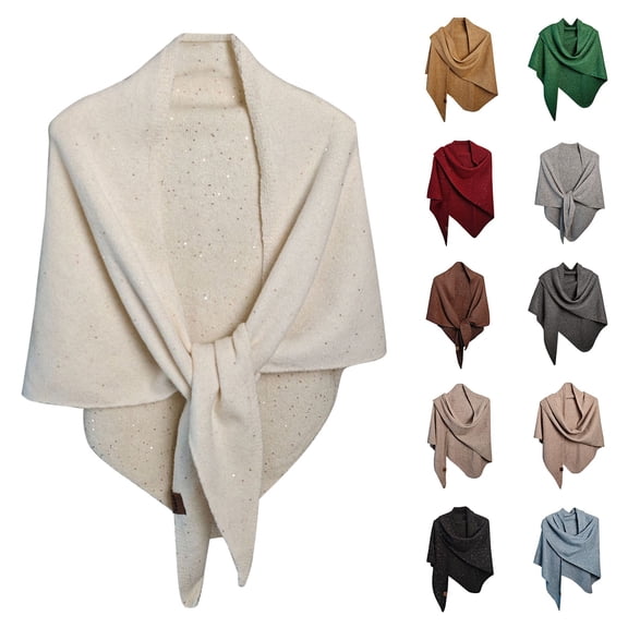 Ljudmp Sequin Triangle Knit Shawls Wraps For Women Poncho Shoulder Warmer Cape Neck Protecting Scarf Capelets Casual Cover Up For Formal Evening Party Dress Bride Bridesmaid Beige