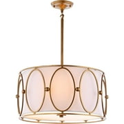QYANG JYL9008A 3-Light 19" Metal LED Pendant, Contemporary, Modern, Transitional, Office, Living Room, Family Room, Dining Room, Kitchen, Bedroom, Bathroom, Hallway, Foyer, Gold/White