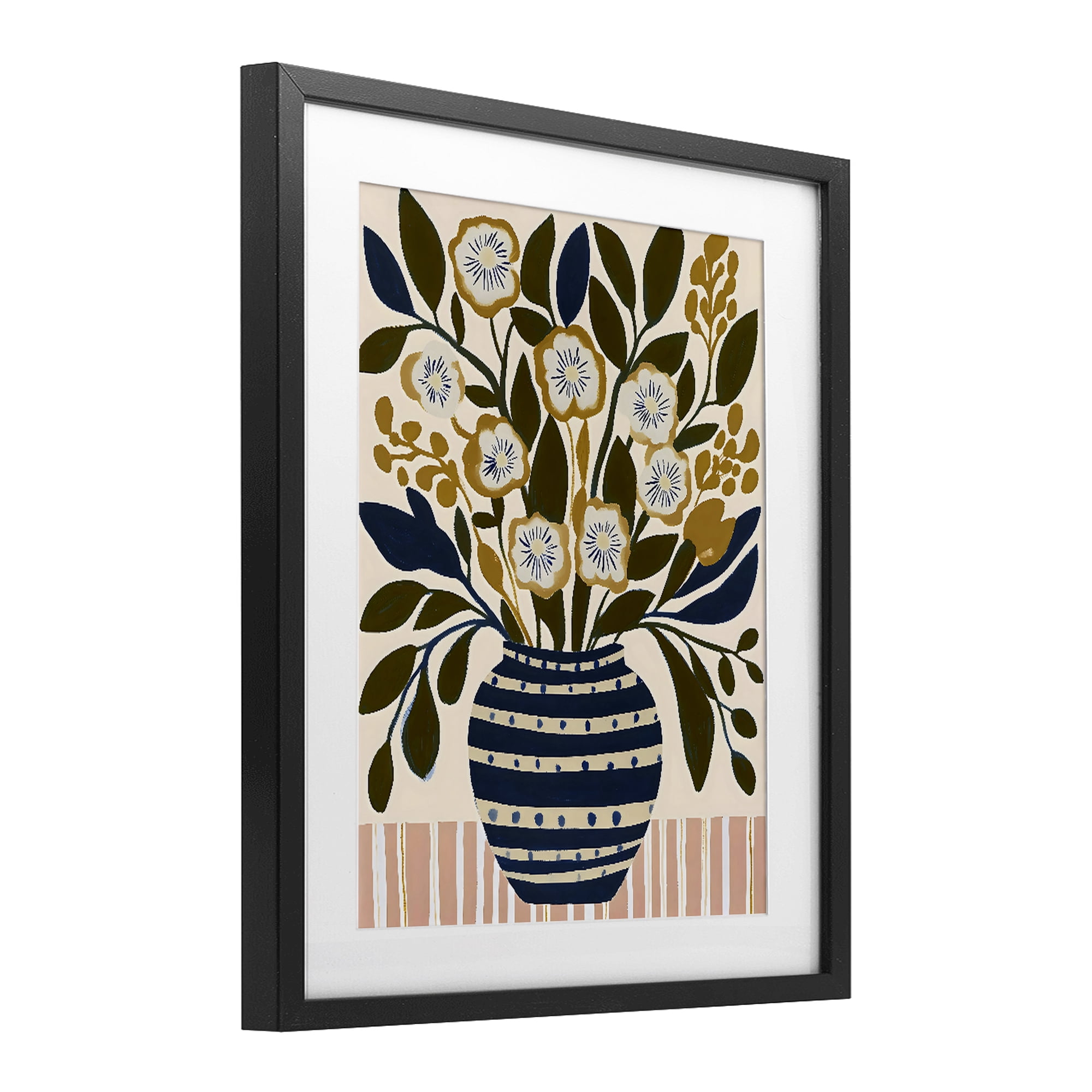 Stupell Industries Wild Bloom Boho Arrangement Black Framed Print Under Glass, design by Creative Studio