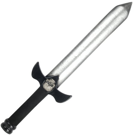 Star Power LARP Heavy Duty Foam Skull Short Sword, Black Silver,