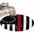 thumbnail image 2 of Independence Day Round Living Room Rugs 4 ft, Watercolor U. S. Flag Metal Stars Red White Stripes Area Rug with Non-Slip Sturdy Edge Binding Round Carpet for Entryway Kitchen Bedroom Bathroom, 2 of 9