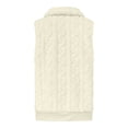 thumbnail image 4 of WTOBBY Women's Fashionable Plaid Comfortable Fleece Cardigan Vest Stand Collar Sleeveless Women's Jacket, Lightweight Layering Piece with Chic and Modern Design,Beige L, 4 of 7