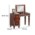 thumbnail image 5 of Sosi 47 Inch Vanity Desk Set with Stool, 3 Mirror Inlaid Drawers, Brown, 5 of 6