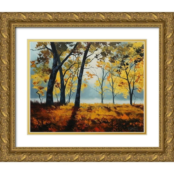 Gercken, Graham 24x20 Gold Ornate Wood Framed with Double Matting Museum Art Print Titled - Backlight Trees