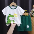 thumbnail image 2 of KPOPLK Toddler Boy Clothes Baby Summer Outfit Casual T-Shirt and Shorts Set 2 Piece Infant Clothing(12-18 Months,Green), 2 of 4