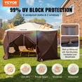 thumbnail image 6 of VEVOR Pop up Gazebo Tent, Pop-Up Screen Tent 6 Sided Canopy Sun Shelter with 6 Removable Privacy Wind Cloths & Mesh Windows, 12.5x12.5FT Quick Set Screen Tent with Mosquito Netting, Brown, 6 of 9