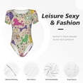 thumbnail image 6 of Uemuo Colorful Poodle Dog Pattern Women's One Piece Short Sleeve Swimsuit Rash Guard Surfing Modest Quick-drying Swimsuit Beach Essentials-X-Large, 6 of 9