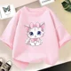 thumbnail image 3 of Camiseta de algodón con estampado de gato o perro para niñas, ropa de verano vintage kawaii, camisetas de manga corta, 3 of 5