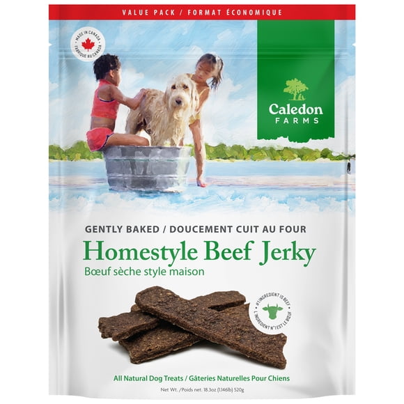 Caledon Farms Homestyle Beef Jerky Dog treats Value Pack 520g, Homestyle Beef Jerky, made with 95% Beef!
