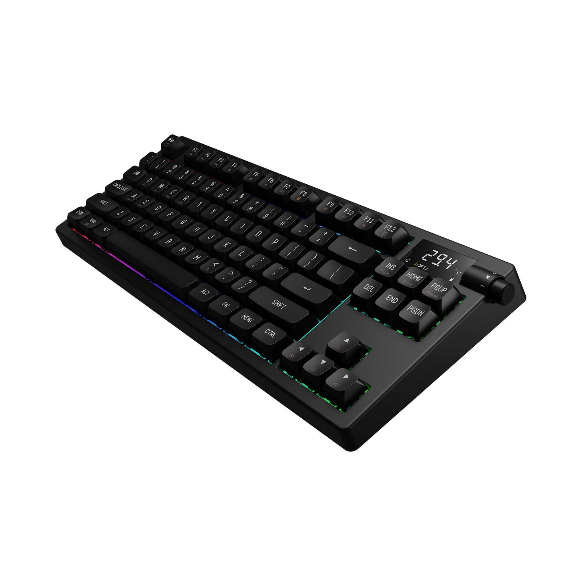 Gamdias HERMES M7 Hybrid Mechanical Gaming Keyboard with CPU/GPU Temperature Display, Bluetooth and 2.4GHz Wireless, Volume Control Knob, Hot-Swappable, USB Type-C