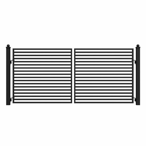 ALEKO Milan Style Dual Swing Galvanized Steel Driveway Gate 12 feet Black