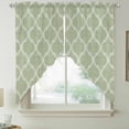 thumbnail image 2 of Sage Green Morocco Swag Valances for Windows, Kitchen Curtains 36 Inch Length 2 Panels Set, Boho Abstract Geometric Grid Plaid Short Curtains for Small Windows Rod Pocket Cafe Curtains Drapes 28"x36", 2 of 8