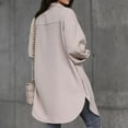 thumbnail image 2 of Hjcommed Cardigan à Col Rabattu pour Femmes Manches Longues Boutons Chemise Extérieur Beige P, 2 of 7
