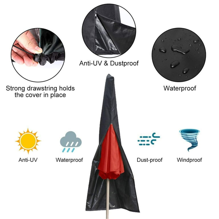 black patio umbrella cover Waterproof Patio Outdoor Umbrella Protective Canopy Cover Bag Fit 6ft to  11ft,Black