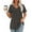 Gray, variant on QUNYINEY Solid Womens Summer Tops V Neck Peplum Casual Short Sleeve Shirts Loose Pleated Shirts for Women