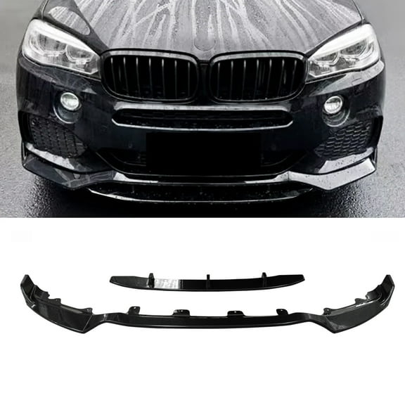 NINTE Front Bumper Lip for 2014-2018 BMW F15 X5 M-Sport 4pc ABS Spoiler Splitter Carbon Fiber Look