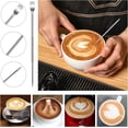thumbnail image 3 of Jarra para Espumar Leche de Acero Inoxidable, Jarra Leche con Marca de Medición 350ml/12oz, Barista Pen y 16 Plantillas de Decoración y Especiero Malla Fina de Café, 3 of 4