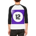 thumbnail image 2 of Halloween Billiard Pool Ball Twelve Costume All Over Mens Raglan T Shirt White-Black MD, 2 of 2