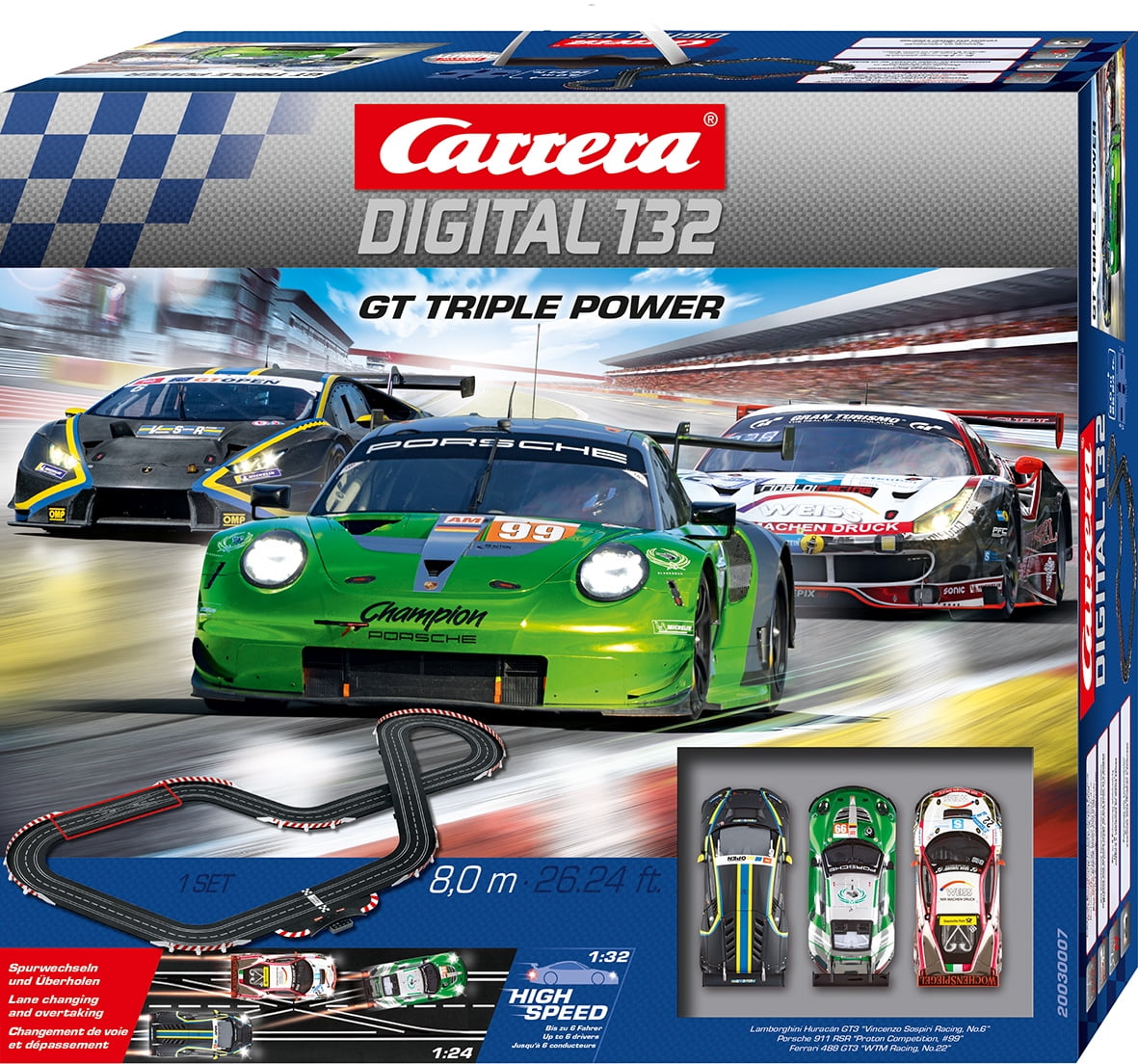 Carrera 30007 GT Triple Power Digital 132 Slot Car Racing Track Set