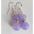 thumbnail image 3 of K-KED Beautiful 8-10mm Multicolor Jade Round Gemstone 925 Silver Hook Dangle Earrings-Blue Aquamarine, 3 of 9