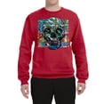 thumbnail image 2 of Wild Bobby, Colorful Abstract Skull Face Streetwear Unisex Crewneck Graphic Sweatshirt, Red, 3XL, 2 of 3