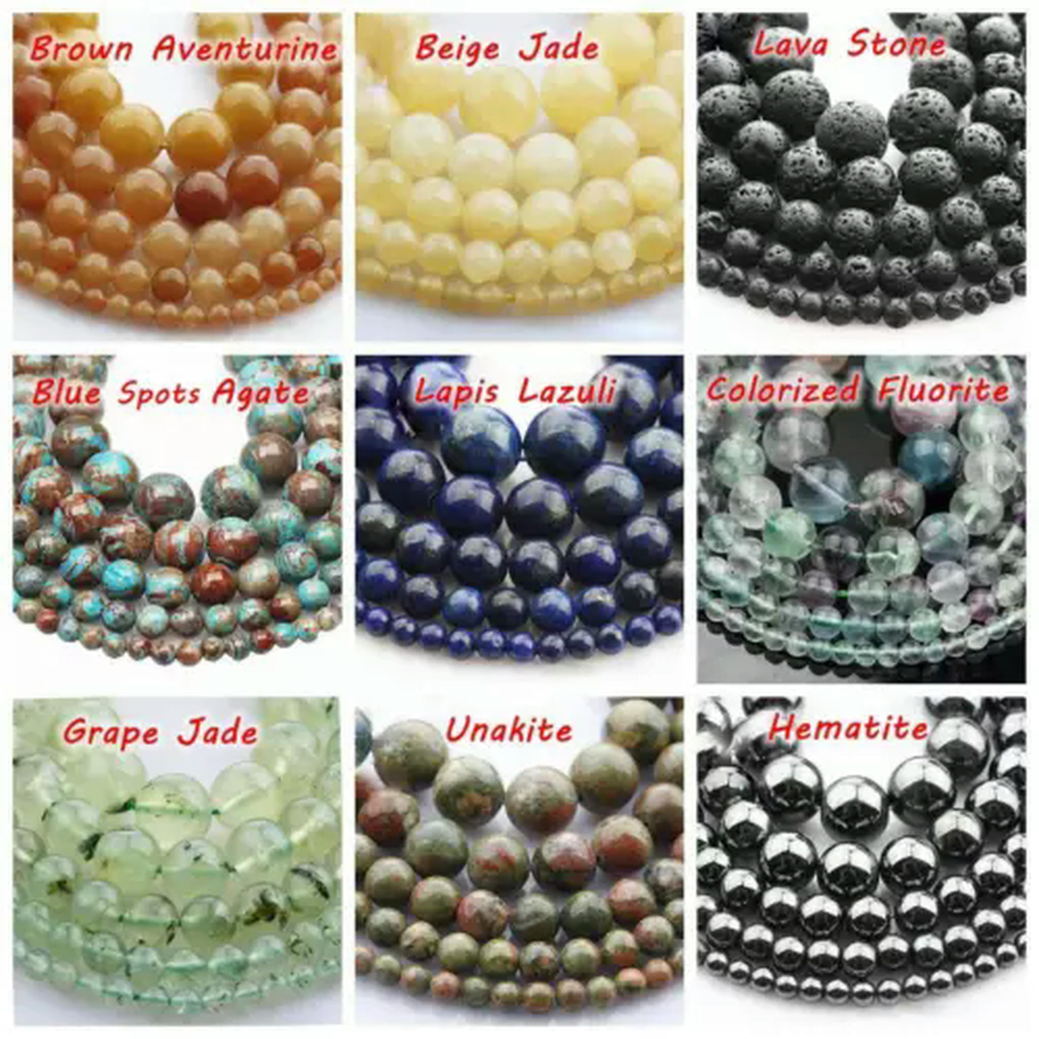 U8MO 15" Strand Natural Stone Rock Gemstone Round Beads 4mm 6mm 8mm 10mm 12mm-Amethyst-12mm