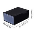thumbnail image 3 of Qocolhg Clear Stackable Shoe Storage Box Storage Transparent Foldable Home Textile Storage Stuff Organizer, 12x8x5 inch Clamshell Storage Box, Plastic Drawer Organizer with Front Opening (Black), 3 of 6