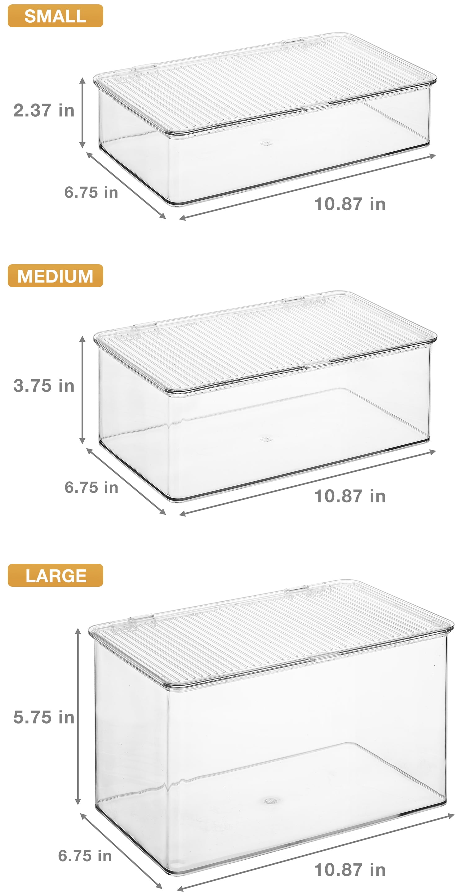 Sorbus Organizer Bins, with lids, Kitchen Pantry Organization Storage bins, for fridge, freezer, Food Storage, containers for organizing, Cabinet Organizers