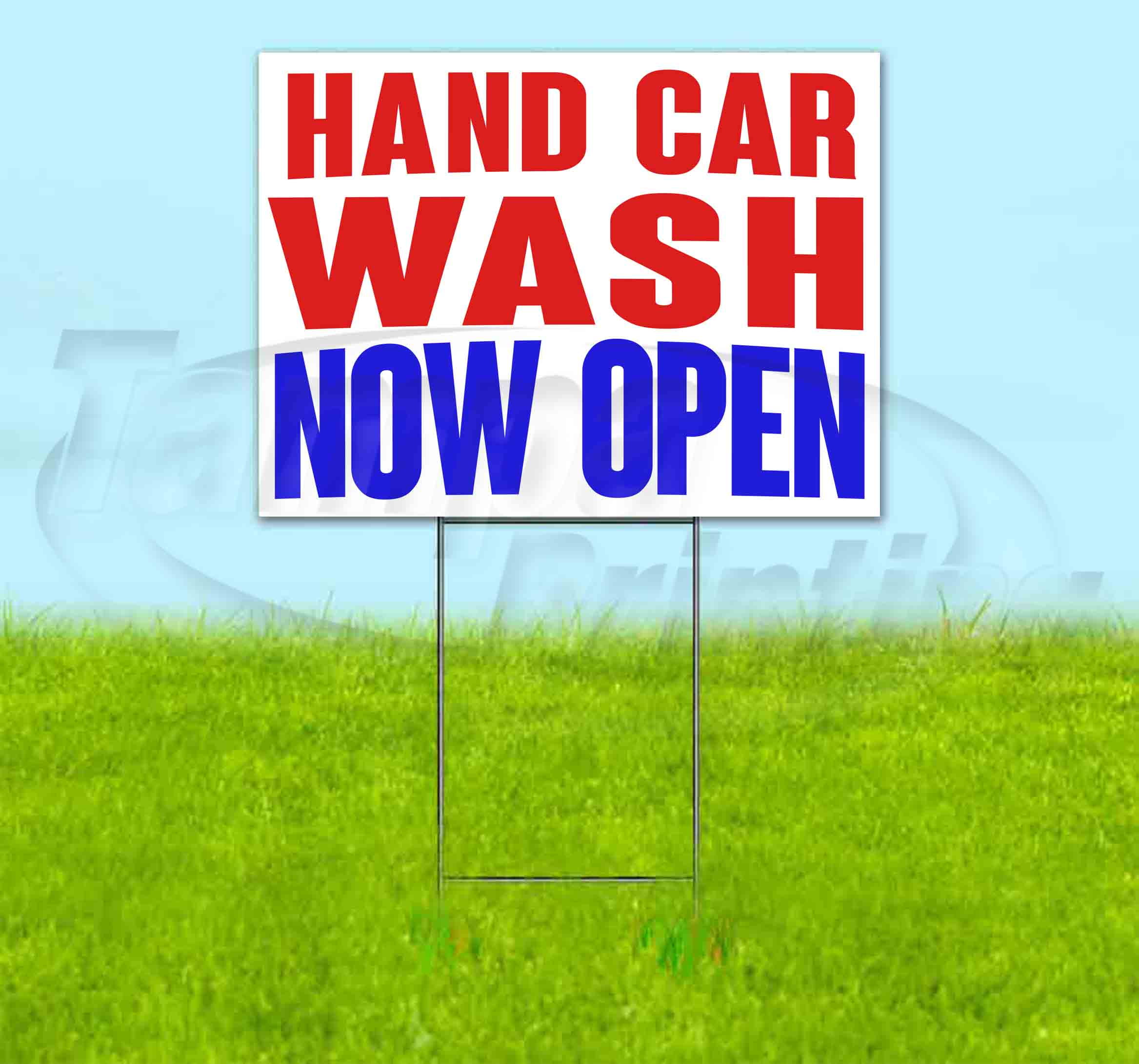 HAND CAR WASH NOW OPEN (18" x 24") Yard Sign, Quantity Discounts, Multi