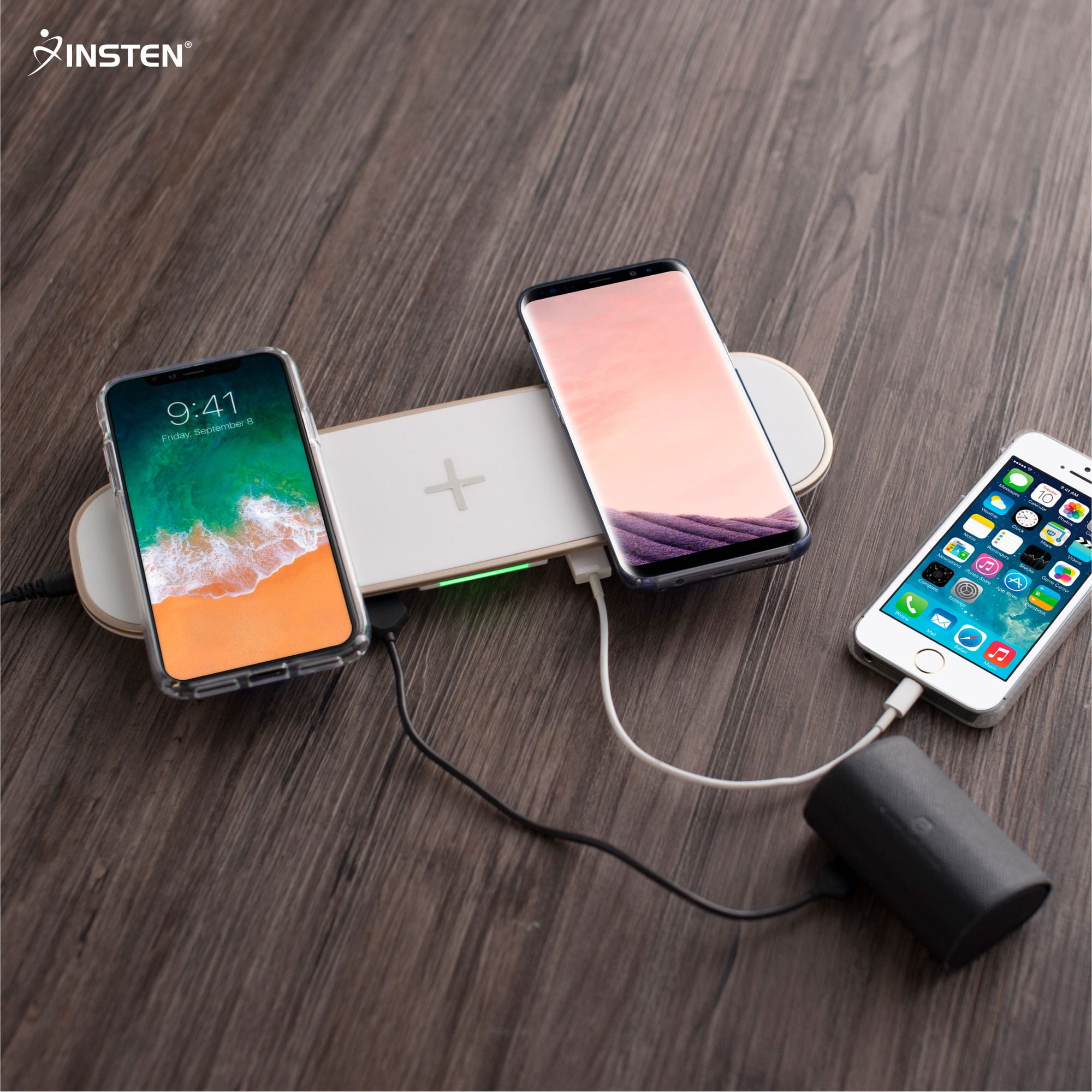 Qi Wireless Charger, Triple Charging Pad, by Insten Wireless Charger