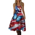 thumbnail image 2 of HAJWOH Women Independence Day Dresses 50s 60s Vintage Sleeveless Star and Stripe Print Cocktail Swing Dress Retro Patchwork Midi Evening Dress Deep Red XXXL, 2 of 4