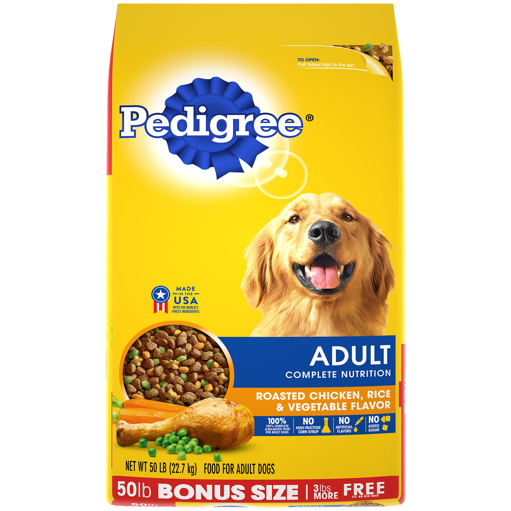 PEDIGREE Complete Nutrition Adult Dry Dog Food Roasted Chicken, Rice & Vegetable Flavor, 50 lb