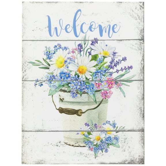 Northlight Spring Floral "Welcome" Wall Sign - 16"