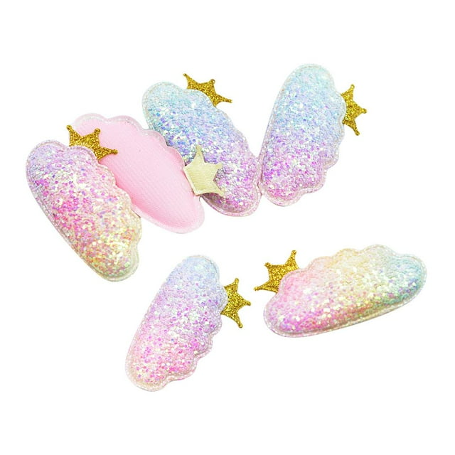 6 piezas acolchados con de nubes, parches no tejidos, apliques de fieltro con purpurina, coser / cabellero de las ni