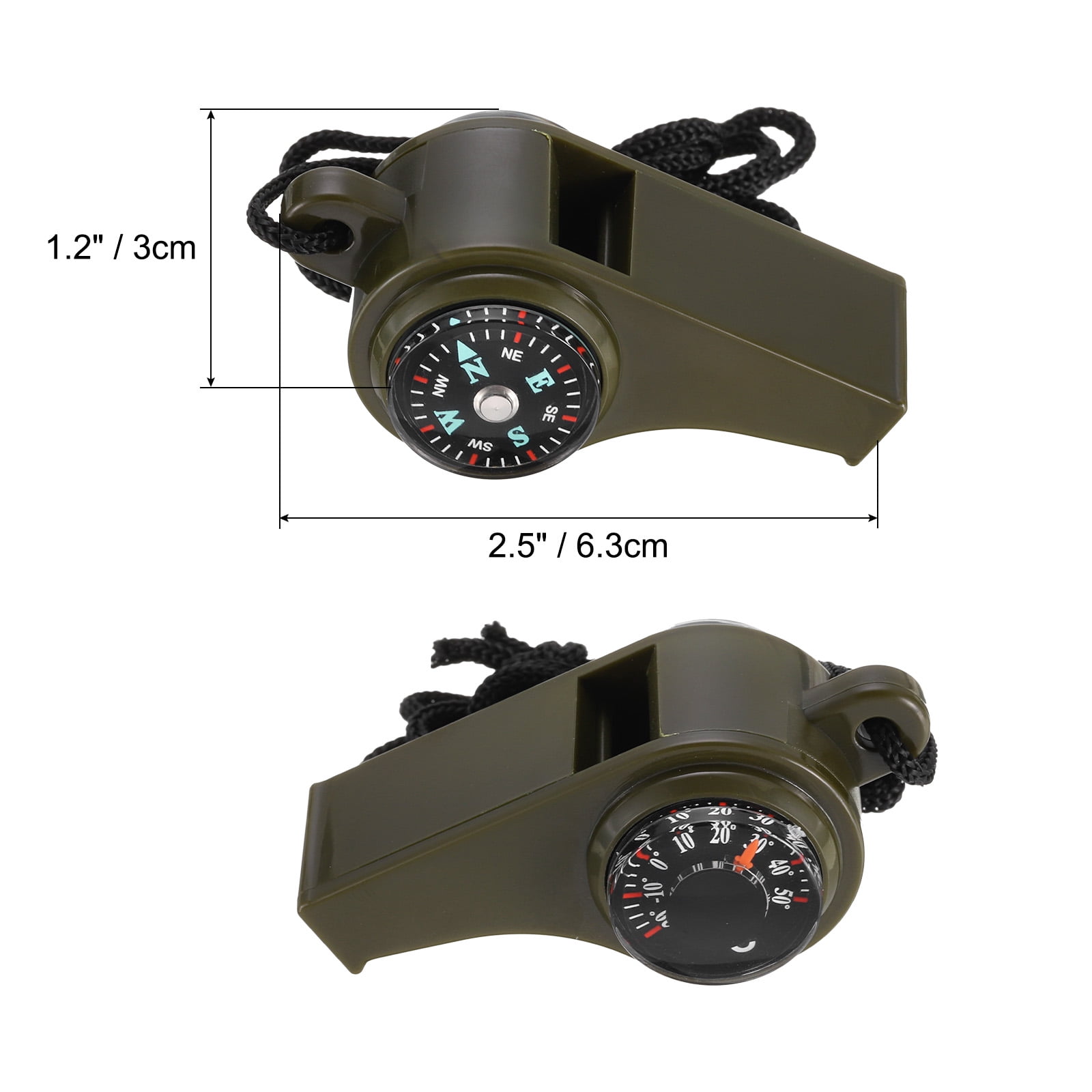 3-in-1 Emergency Whistle With Compass & Light - Outdoor Survival