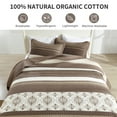 thumbnail image 6 of DDUOXIN 100% Organic Cotton Queen Size Bedspread - 102x120 Striped Reversible Oversized Quilt for Queen Bed, Lightweight Modern Brown Beige Quilts Coverlet Bedding Set with 2 Pillow Shams, 3 Piece, 6 of 11