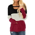thumbnail image 1 of Women's Long Sleeve Tunics Color Block Cutout Sweatshirt Loose Fit Tops, 1 of 6