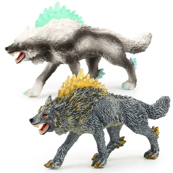 IROINID Simulation Animal Toy,Animal Toys for Kids,Christmas Interactive Stuffed Plush Animal Toy,Snow Wolf Lifelike Werewolf Model Toy High Simulation Shape Decoration