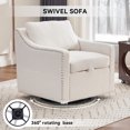 thumbnail image 3 of 31" W Swivel Accent Chair, Modern Barrel Chair with Hidden Storage, Upholstered Club Armchair Single Sofa with Curved Armrests and Rivets Craftsmanship for Living room, Ivory, 3 of 7